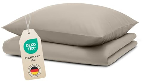 Blumtal - Biancheria da letto in microfibra 155 x 220 e 50 x 80 (1 x) - Tortora