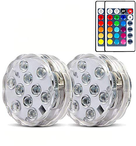 2 Pack Submersible LED Lights Waterproof Pool Lights Underwater with 16 Colors, Remote Control for Aquarium, Bath, Hot Tub, Swimming Pool and Party Decoration