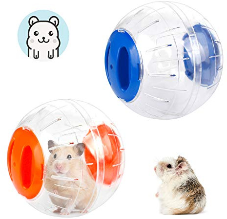 Hamsterball Hamster Laufball 2 Stück Hamster Spielzeug Laufkugel Rolle Kugel Übungsball Joggingball für Hamster Ratten Rennmäuse Kleintiere Spielzeug Kunststoff, Blau und Orangen