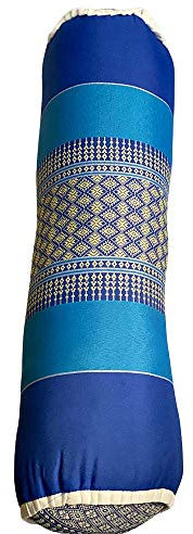 VIE Naturals Thai Kapok Neck Cushion, Large Sausage, Blue