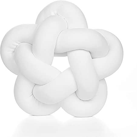 GYCS Knotenkissen Geknotetes Kissen Knot Kopfkissen Nordische Zierkissen Knoten Sternchen Kissen für Sofa Bett Dekor Skandinavisch, Kreativität Knot Kissen Sofakissen 32 * 32cm,Weiß