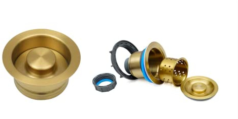 STARSTAR Kitchen Sink Flange Stopper Garbage Disposal Flange for Fit 3-1/2 Inch Standard Sink Drain Hole (WK Strainer & Flange Gold)