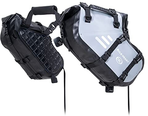 WILD HEART Motorrad Satteltaschen Wasserdicht 18L Seitentasche Kompatibel mit den meisten Motorradträgern, Abenteuer、Straße、Sport(EIN Paar) (Grau)