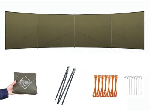 Onewind Pare-vent de camping, coupe-vent polyvalent et résistant à l'eau en silnylon pour l'hiver, la randonnée, la plage, la randonnée et le pique-nique, 50 x 139,7 cm, poteaux inclus