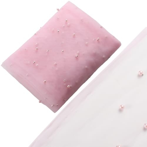 GORGECRAFT 1.6x2m Tovaglia A Rete Rosa Runner Velo Da Sposa Tovaglia Perla Tulle Tessuti di Pizzo Decorazioni per Arco di Nozze Copertine In Chiffon per Tavoli Da Pranzo per Eventi Ad Arco Feste