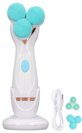 Garosa Spazzola Elettrica per la Pulizia del Viso con 3 Testine Spazzola Elettrica Esfoliante per Il Viso USB Ricaricabile Scrubber in Silicone per Il Viso Detergente Rotante Portatile