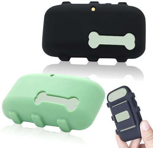 2-pack silikonhållare kompatibel med Tractive XL GPS-spårare, hållbara tillbehörsskydd finnare, anti-repor, säkert robust fodral med rem för hund husdjurshalsband (svart, grön)
