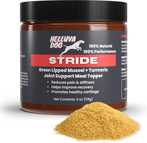 Homescape World Stride by Helluva Dog — Joint Support Meal Topper for Active Sporting Dogs — Green Lipped Mussel & Turmeric Powder for Mobility & Recovery 4oz