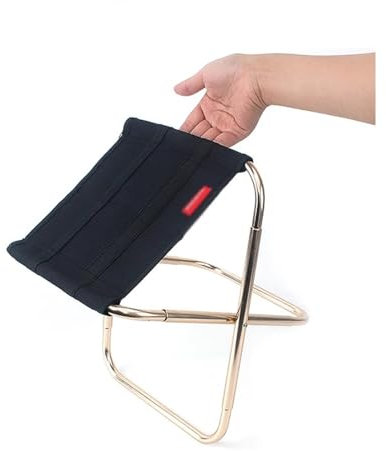 SPXTOM Ultraleichter Campinghocker mit Tragetasche, tragbare klappbare Camping-Fußstütze, for Outdoor-Wanderungen, Rucksacktouren, Angelpicknicks, kann bis zu 200 Pfund tragen (Color : Black)