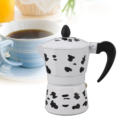 Moka Pot, Machine à Expresso Sur Cuisinière Couleur Vache à Lait Expresso Et Cafetière Portable Cafetière Percolateur En Aluminium Pour le Camping(150ML)