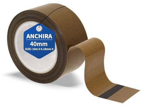 Anchira Nastro Teflon 40 mm x 10 m, Teflon per Macchina Sottovuoto e Sigillatura Manuale, Resiste alle Alte Temperature