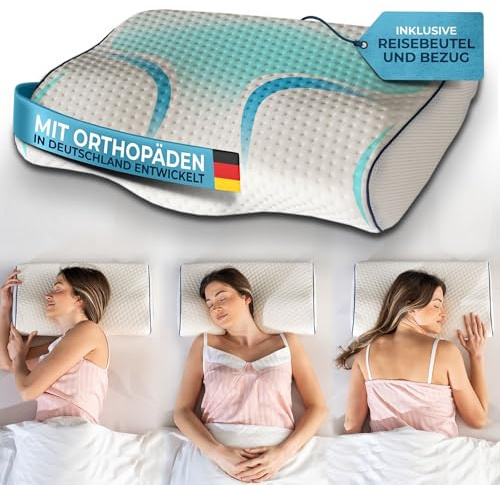 zelaras® Orthopädisches Kopfkissen - Schlafkissen & Nackenkissen für Seiten-, Rücken- & Bauchschläfer - Perfekt als Seitenschläferkissen