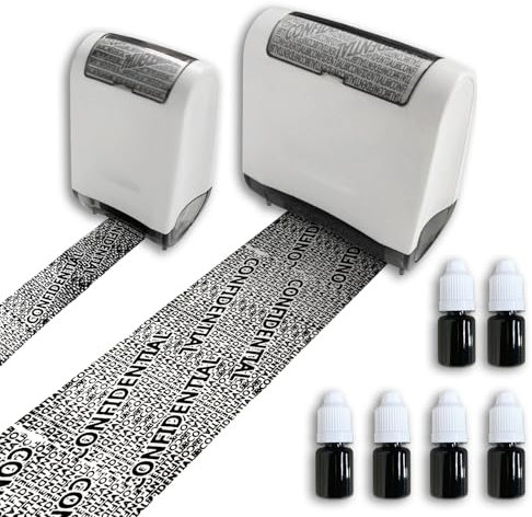 ArtBeek Identity Theft Protection Roller Stamp Set, 2 Pack Roller Address Hidden Stamp, Including 6 Refill Ink