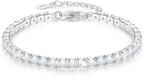 VIVILE Fußkettchen für Damen 925 Sterling Silber,Funkelnde Zirkonia Fußkettchen und Armband,mit Samtbeutel,ideal für Reisen,Strand oder Sommer
