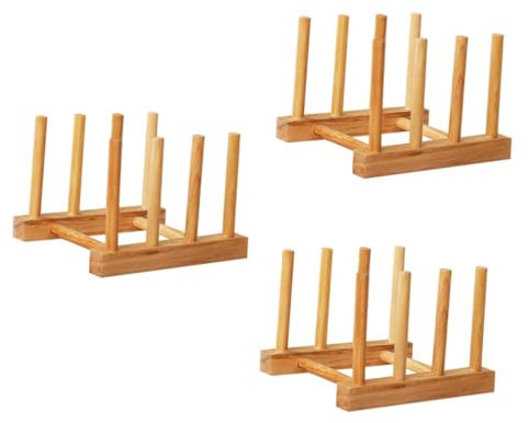 Cabilock 3 Piezas Estante para Platos Escurridor De Secado Escurridor De Platos De Madera