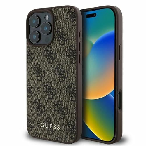 CG MOBILE Guess GUHCP16LG4GFBR Hülle für iPhone 16 Pro 6.3 braun hardcase 4G Classic