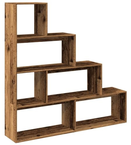 vidaXL Raumteiler-Bücherregal 4 Stufen Altholz-Optik 143,5x29x143,5 cm
