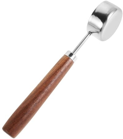 Cuillère Doseuse à Expresso en Acier Inoxydable 15ml, Argenté | Poignée en Bois de Noyer, Prise Confortable, Douce Ustensiles, pour Café et Thé, la Cuisine Maison