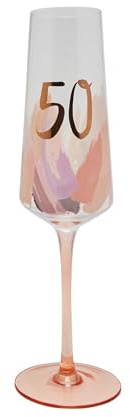 Widdop and Co Celebrations - Hotchpotch - 50th Birthday Luxe Brushstroke Birthday Champagne/Prosecco Flute Drinking Glass - Premium Kitchenware, Gifting & Homeware - Boxed & Ready to Gift. | Birthday Champagne/Prosecco Flute Drinking Glass - Premium Kitchenware, Gifting & Homeware - Boxed & Ready to Gift