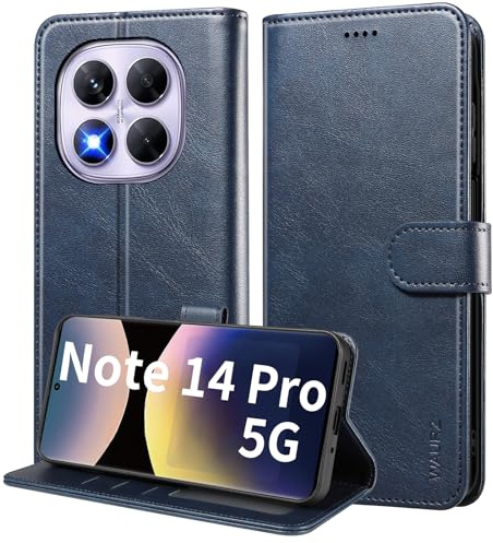WAURZ Cover per Xiaomi Redmi Note 14 Pro 5G (Non per 4G), Custodia Cover Pelle Libro Portafoglio con Porta Carte Magnetica Protezione Antiurto Flip Case Custodia per Redmi Note 14 Pro 5G,Blu