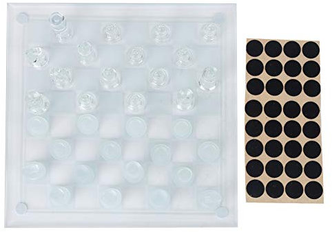 Mattpoliertes Glas, Feines Glas-Schachspiel, Schachfiguren aus Massivem Glas, Schach, Schachbrett-Set aus Milchglas, 25 X 25 cm, 1 Schachbrett und 32 Schachfiguren