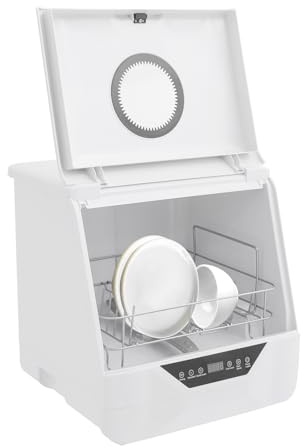 Klein Tischgeschirrspüler mit 4 Programmen und LED Anzeige Mini Geschirrspüler Freistehende Tragbarer Spülmaschine ür kleine Häuser, Wohnungen, Boote 38.7x37.3x39.2cm