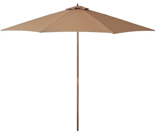 Outsunny Parasol de jardin extérieur parasol droit double toit en bois polyester haute densité protection solaire Ø 3 x 2,5 m kaki