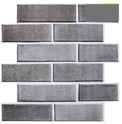 Panneaux Muraux 3d 1/10 pièces autocollant mural 3D panneau mural en fausse brique autocollant peler et coller carrelage de cuisine dosseret autocollant de carrelage mural de salle de bain(Grey - 1pc)