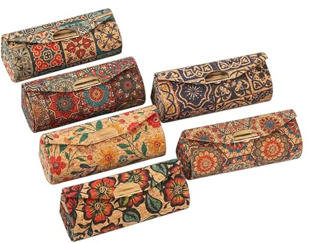 capasin Mandala Bohemian Style 6 Pcs Lipstick Case With Mirror Chapstick Holder Storage Vintage Makeup Box Small Gifts Case