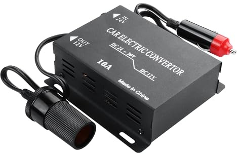 PNGKNYOCN 24V to 12V Car Buck Converter ，10A 120W Car Cigarette Lighter 24V to 12V Power Supply Converter Transformer for Automotive, Truck& DIY Electronic Projects