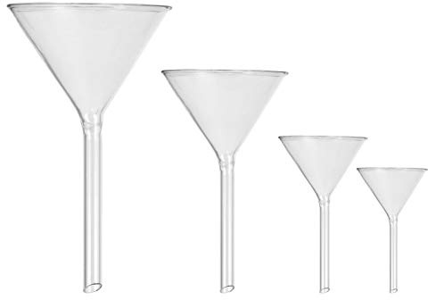 Healifty 4-Teiliges Glastrichter Set Transparenter Kurzhalstrichter Aus Glas EinfüLltrichter FüR Kleine FlüSsigkeitsmengen ÖL LiköR Und Essenzen FüR Labor Und Haushalt | Transparentes Glas, 4Er Set, FüR Chemielabore, Wiederverwendbar, Zum UmfüLlen Kleiner Mengen