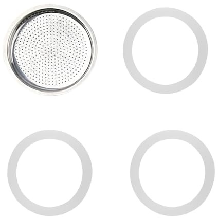 Nzexlyva Gasket for 6 Cup Espresso Maker, Food Grade Silicone Rubber Ring, Espresso Maker Replacement Parts, 3 Gaskets and 1 Filter for Stovetop Coffee Maker Oven Top