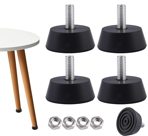 4 stycken skruvgummifötter, M6 x 32,3 mm justerbar fot gummistötdämpare, justerbart uppgraderingsfot, bordsstol för skruvning av möbler, bord och stolar