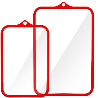2 tablas de cortar de vidrio templado, 38 x 25/30,5 x 20,5 cm, tabla de cortar de vidrio transparente para colgar con envoltura de silicona, tabla de fácil limpieza para frutas, verduras