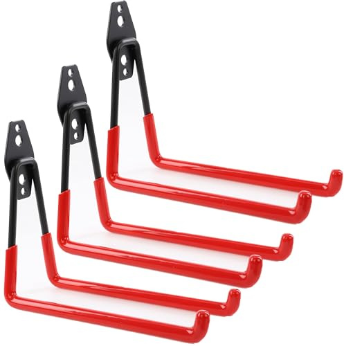 botle Juego de 3 ganchos de pared, ganchos para herramientas eléctricas, recto, 19 cm, estable con revestimiento de PVC, garaje, cobertizo, ganchos para escaleras y palas, doble gancho, capacidad de