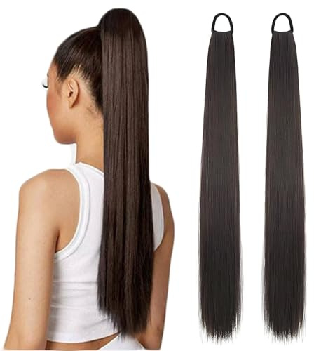 2 Stück Ponytail Extension,Haarteil,Zopf Extension,Ideal Für Täglichen Gebrauch Und Besondere Anlässe, Schwarz