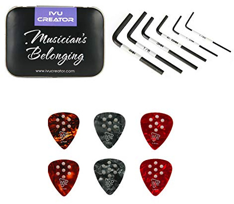 IVU Creator Allen Wrench Hex Key Set for Fender Guitar Truss Rod and Saddle SAE Metric with Non-Slip Picks Musician's Belonging