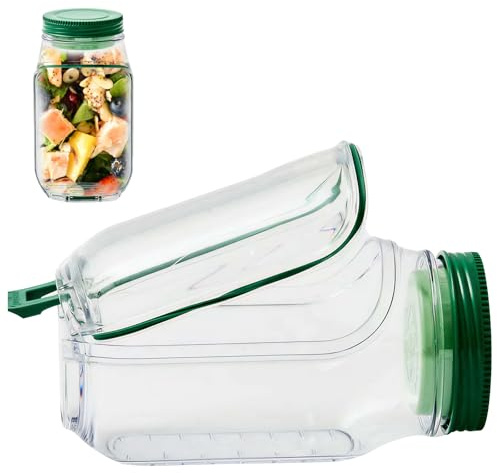 Qubitly Clear Salad Jar with Side Opening, Meal Prep Containers Reusable with Leakproof Lid, Salad Jar for Healthy Eating, Portable Food Storage Container for Office Lunch & On-the-Go