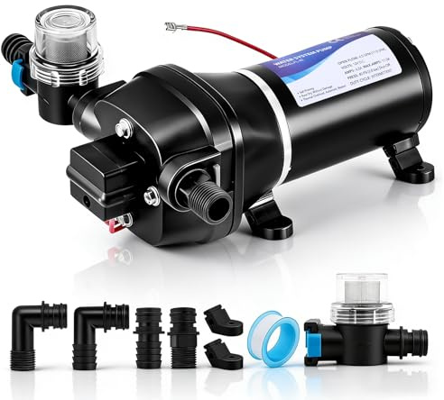 12V Water Pump,Caravan Water Pump 4.5 GPM 45 PSI, Self-Priming Diaphragm Pump with Automatic Pressure Switch for Caravan, Campervan, Marine, Yacht, Boat, Agricultural Irrigation