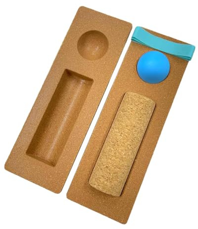 Harilla Cork Balance Board for Foot & Ankle Strengthener Trainer Improve Mobility Ankle Stability Wooden Balance Board with Massage Ball & Toe Bands for Workout Fitness (Light Brown + Blue Ball)
