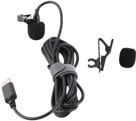 PODSJD Microfono Lavalier USB Type C Lavalier Microfono con Filo per Smartphone, Interviste e Streaming - Riduzione del Rumore, Sensibilità Elevata, Compatibile per Video e Classi Onlin
