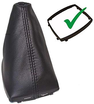 Soufflet de levier avec cadre en plastique Noir en Cuir Véritable