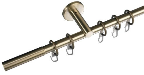 JalousieCrew Gardinenstange 16 mm Stilgarnitur Innenlaufschiene Vorhangstange Farbe Messing antik - 1-läufig - 120-240 cm (240 cm)