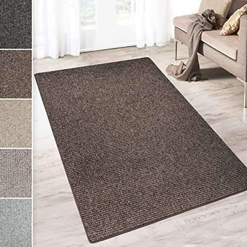 casa pura Kurzflor Teppich Carlton | Flachgewebe dezent Gemustert | robuster Schlingenteppich in vielen Größen | als Wohnzimmerteppich, Küchenteppich, Schlafzimmerteppich (Braun - 200x300 cm)