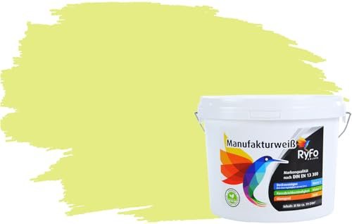 RyFo Colors Bunte Wandfarbe Manufakturweiß Avocadogrün 3l - weitere Grün Farbtöne und Größen erhältlich, Deckkraft Klasse 1, Nassabrieb Klasse 1