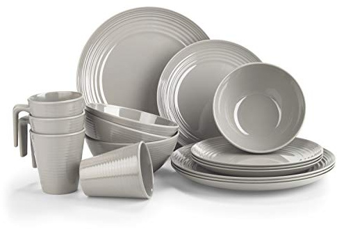 Toffee Design Porslin av melamin, campingporslin, 16 till 32 delar, för 4 personer, camping (valbar design/set), picknickservis (4 personer utan glas)