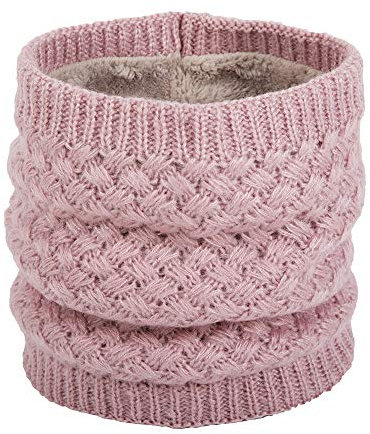 Martin Kench Halswärmer Nackenwärmer Fleece Innenfutter Schlauchschal Halstuch Loop Schal Strickschal Feinstrick für Damen und Herren (Pink)