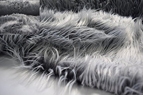 FABRICS-CITY WEIß/GRAU FLOKATI TEDDYFELL STOFF 50X75CM KARNEVAL BEKLEIDUNG BASTEL REQUISITEN FOTOSHOOTING DEKO, 4412(weiß/grau)