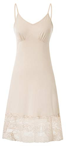 Belle Poque Womens Plus Size Slip Dress Lace Trimmed Camisole Cami Dress Extender Nude-2 2XL