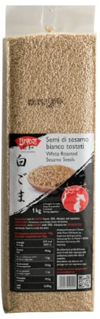 Biyori Semi di Sesamo Bianco Tostati 1kg - Confezione Sottovuoto per Garantire Freschezza e Fragranza - Perfetto per Colazione, Condimento Insalate, Panature e Salsa Tahin
